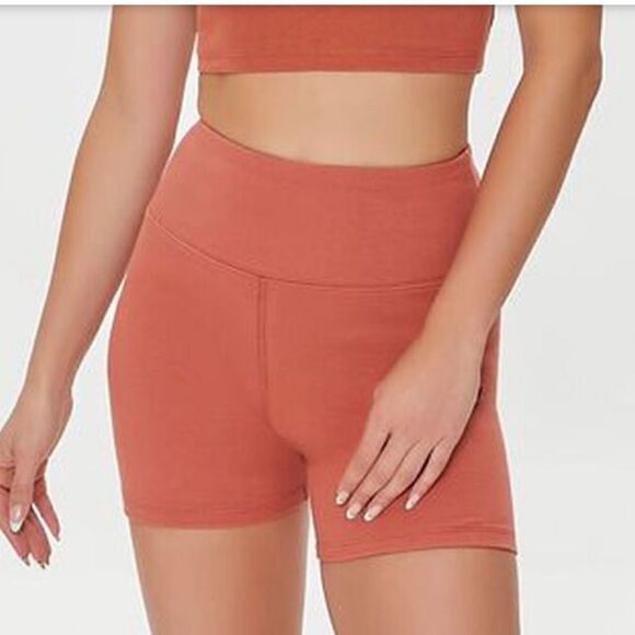 Forever 21 Active High-Rise Biker Shorts Auburn Color S Nwt - Picture 1 of 9